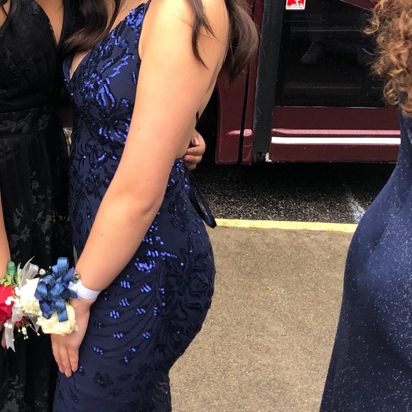 sparkle blue mermaid prom dress - Picture 4 of 5